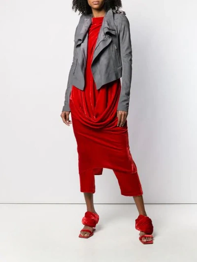 Shop Rick Owens Drape Midi Dress In Red