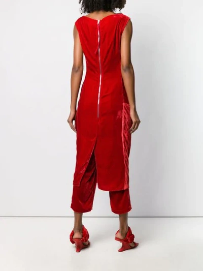 Shop Rick Owens Drape Midi Dress In Red