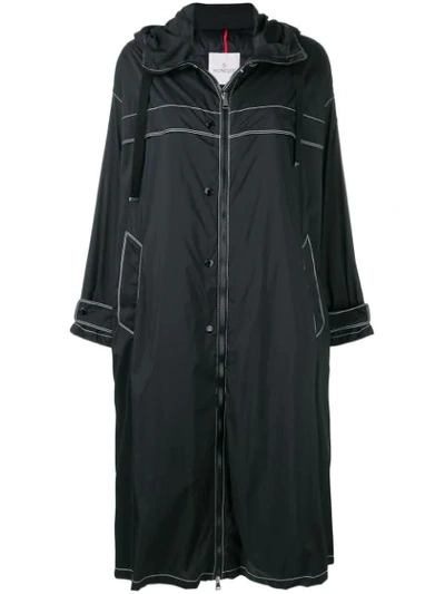 Shop Moncler Zipped Hooded Coat In Black