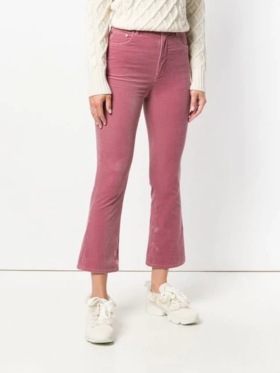 Shop Miu Miu Flared Cropped Corduroy Trousers In Pink