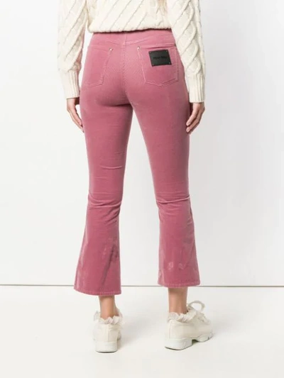Shop Miu Miu Flared Cropped Corduroy Trousers In Pink