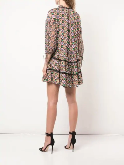 Shop Alice And Olivia Arnette Tiered Tunic Dress In Palace Tile Multi