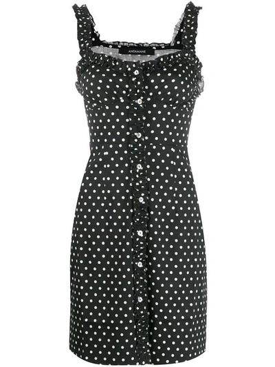 ANDAMANE POLKA DOT MINI DRESS - 黑色