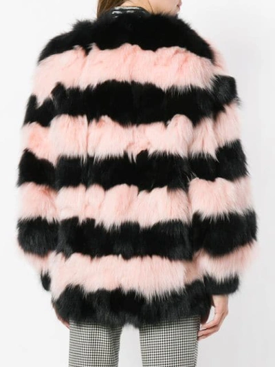 Shop Miu Miu Contrast Fur Jacket In F0qxc Nero + Gemma