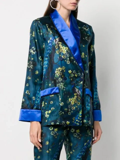 Shop F.r.s For Restless Sleepers Blossom Print Satin Shirt In Blue