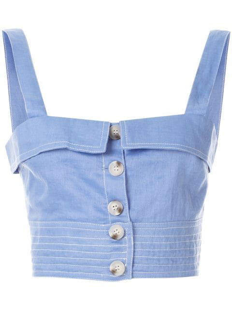 Suboo Buttoned Crop Top In Blue | ModeSens