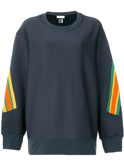 Shop Facetasm Oversized Stripe Detail Sweatshirt In Black
