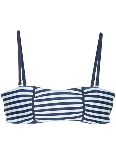 Shop Duskii Striped Bandeau Bikini Top In Blue