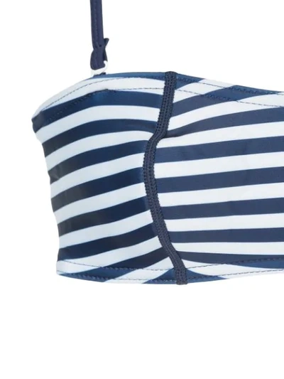 Shop Duskii Striped Bandeau Bikini Top In Blue