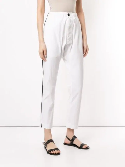 Shop Bassike Canvas Side Detail Relaxed Trousers In White