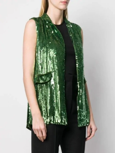 Shop P.a.r.o.s.h Embellished Draped Waistcoat In Green