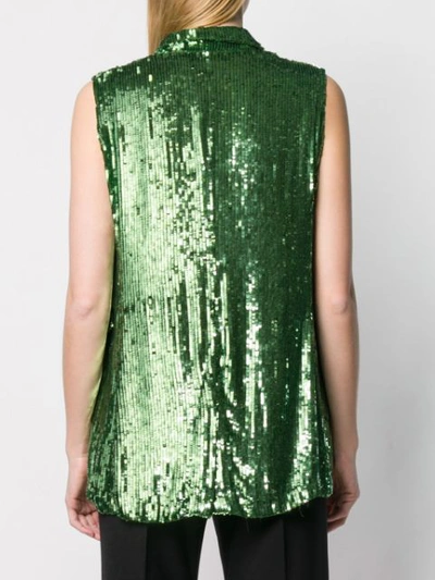 Shop P.a.r.o.s.h Embellished Draped Waistcoat In Green