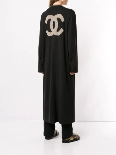 Shop Chanel Long Sleeve Cardigan Top In Black