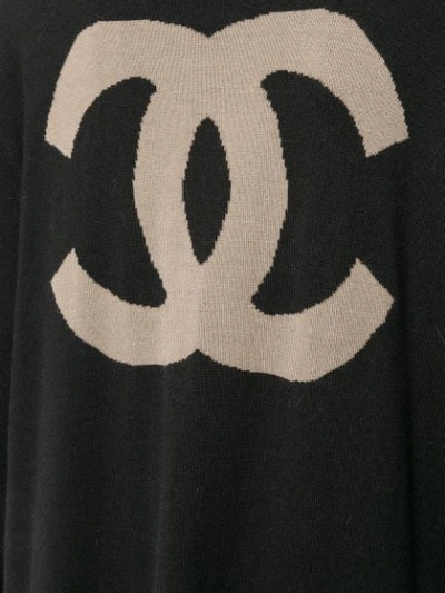 Shop Chanel Long Sleeve Cardigan Top In Black