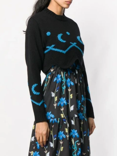 Shop Alanui Cropped Asymmetric Sweater In Black