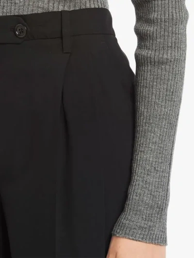Shop Prada Fluid Twill Trousers In Black