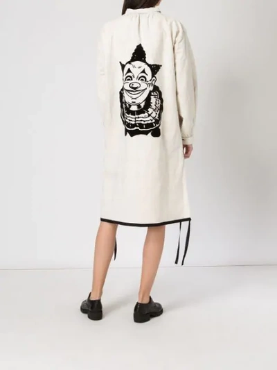 Shop Aganovich Clown Print Shirt Dress In Neutrals