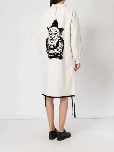 Shop Aganovich Clown Print Shirt Dress In Neutrals