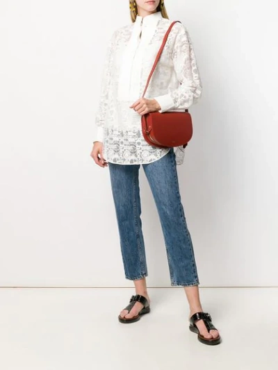 Shop Chloé Logo Lace Shirt In White