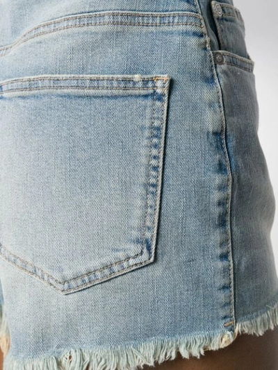 Shop Givenchy Denim Frayed Shorts In Blue