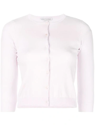Shop Autumn Cashmere Button Fitted Cardigan In Pink