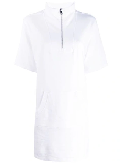 Shop Dkny Half Zip Logo Sneaker Dress - White