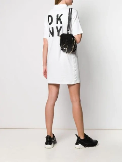 Shop Dkny Half Zip Logo Sneaker Dress - White