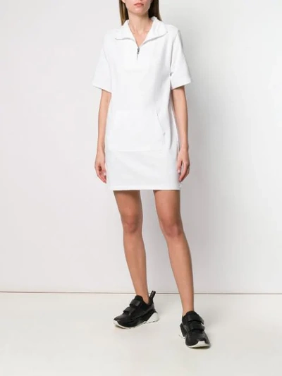 Shop Dkny Half Zip Logo Sneaker Dress - White