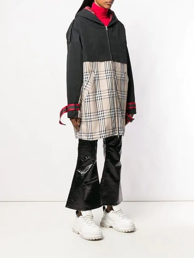 Shop Andrea Crews Oversized Plaid Panel Coat - Black