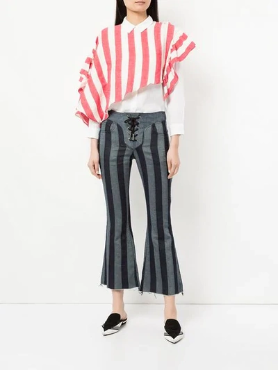 Marques' Almeida Asymmetric Striped Cropped Top In Red