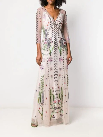 Shop Temperley London Floral Embroidered Evening Dress In Pink