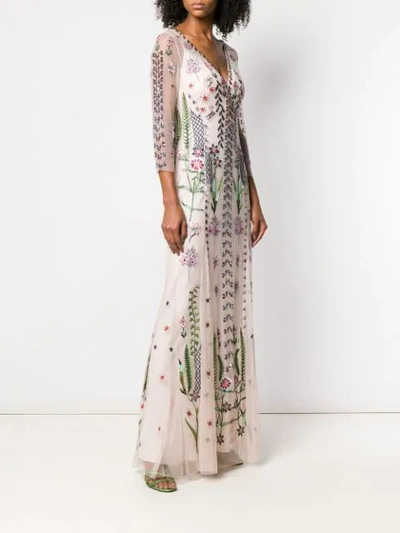 Shop Temperley London Floral Embroidered Evening Dress In Pink