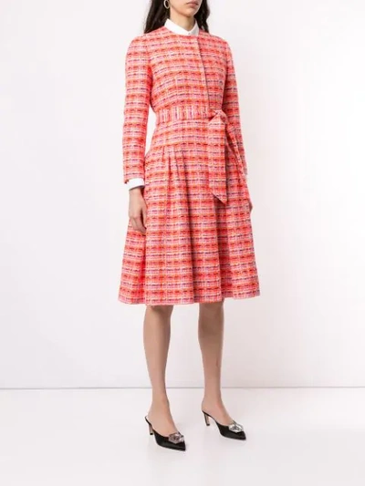 Shop Delpozo Tweed Styled Dress In Red