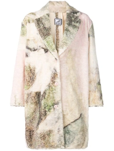 Shop Anntian Painted Single-breasted Coat - Neutrals