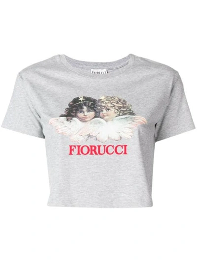Shop Fiorucci Vintage Angels Crop T-shirt In Grey