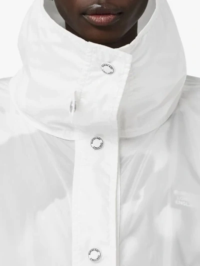 Shop Burberry Drawcord Detail Logo Print Lightweight Jacket In White