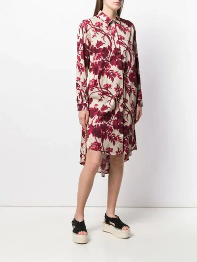 Shop Antonio Marras Floral Print Shirt Dress In Neutrals