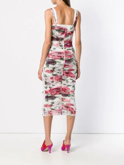 Shop Dolce & Gabbana Draped Floral Dress - White