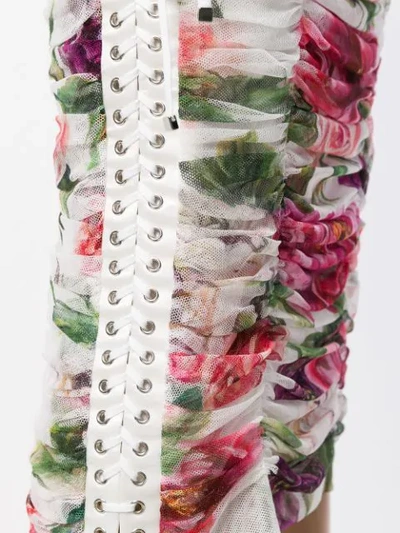 Shop Dolce & Gabbana Draped Floral Dress - White