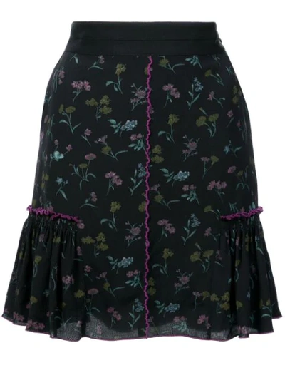 Shop Coach Floral Bow Print Skirt In Black