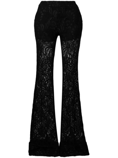 Shop Stella Mccartney Floral Lace Boot Cut Trousers In Black