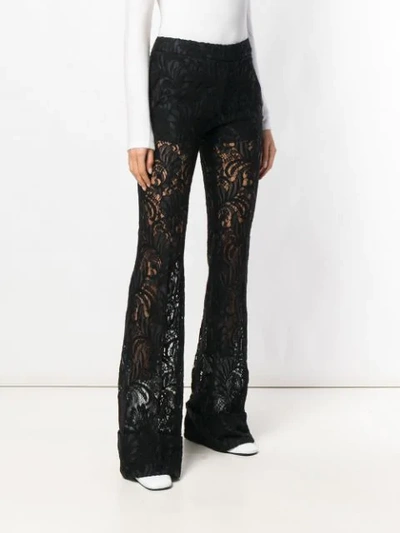 Shop Stella Mccartney Floral Lace Boot Cut Trousers In Black