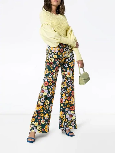 Shop Cap Penelope Floral Knitted Trousers In Multicoloured