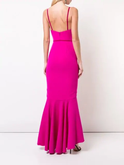 Shop Marchesa Notte V-neck Crepe Gown In Pink