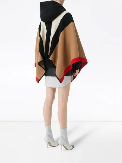 Shop Burberry Striped Cape In Multicolour