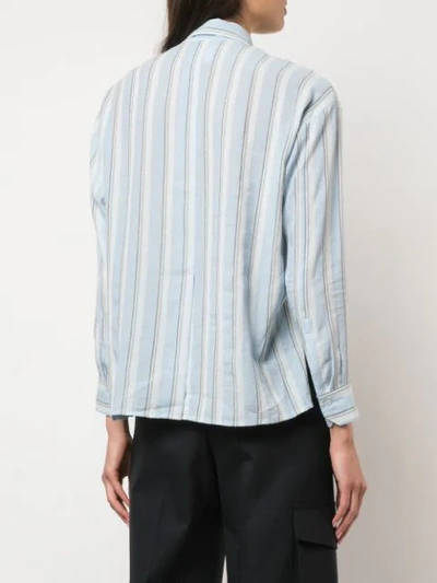 Shop Vince Striped Button Shirt In Blue