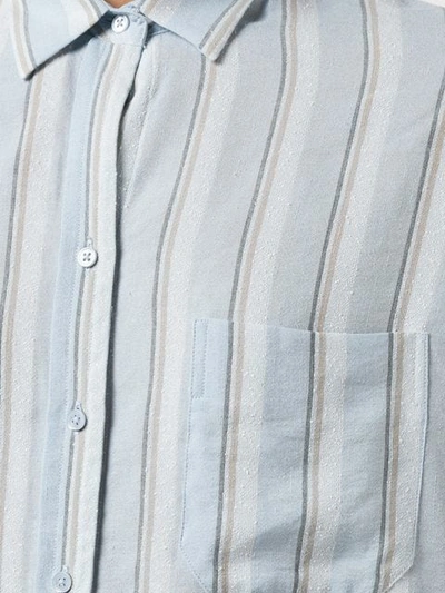 Shop Vince Striped Button Shirt In Blue