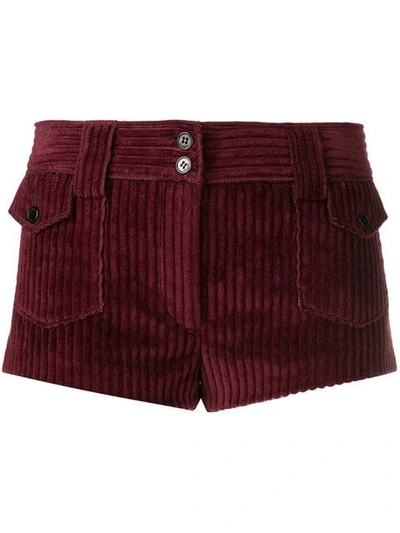 Shop Saint Laurent Vintage Corduroy Micro Shorts In Red