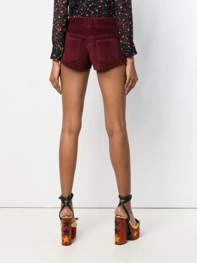 Shop Saint Laurent Vintage Corduroy Micro Shorts In Red