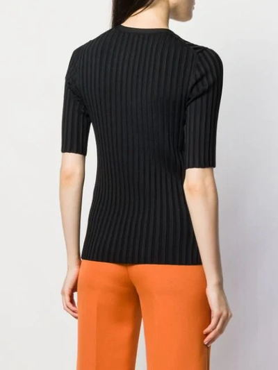 Shop Veronica Beard Short-sleeve Fitted Sweater In Black